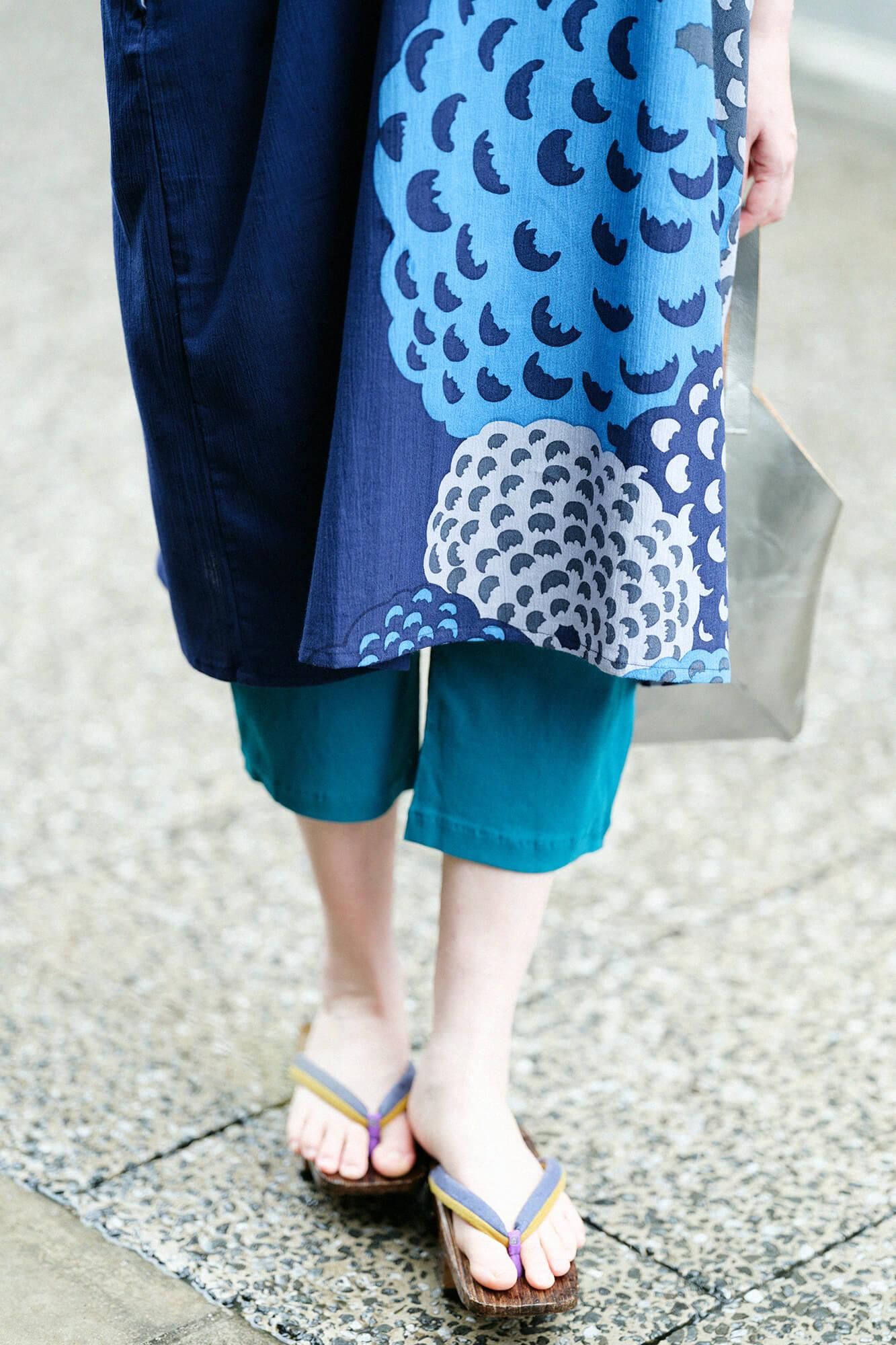 Chizimi Cotton 40/40 Skinny Pants / Marine Green