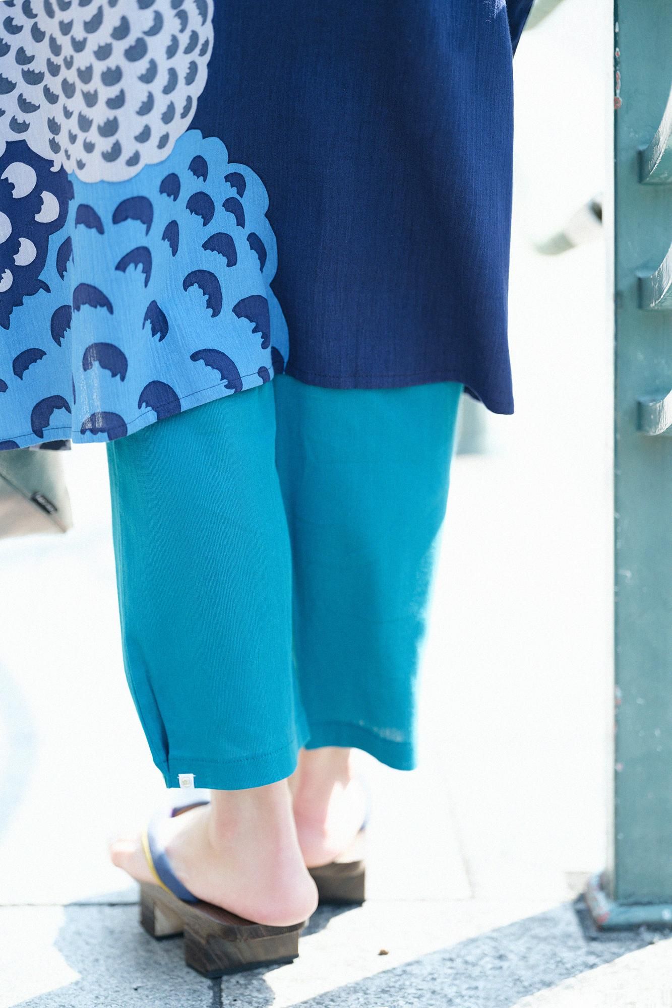 Chizimi Cotton 40/40 Skinny Pants / Marine Green