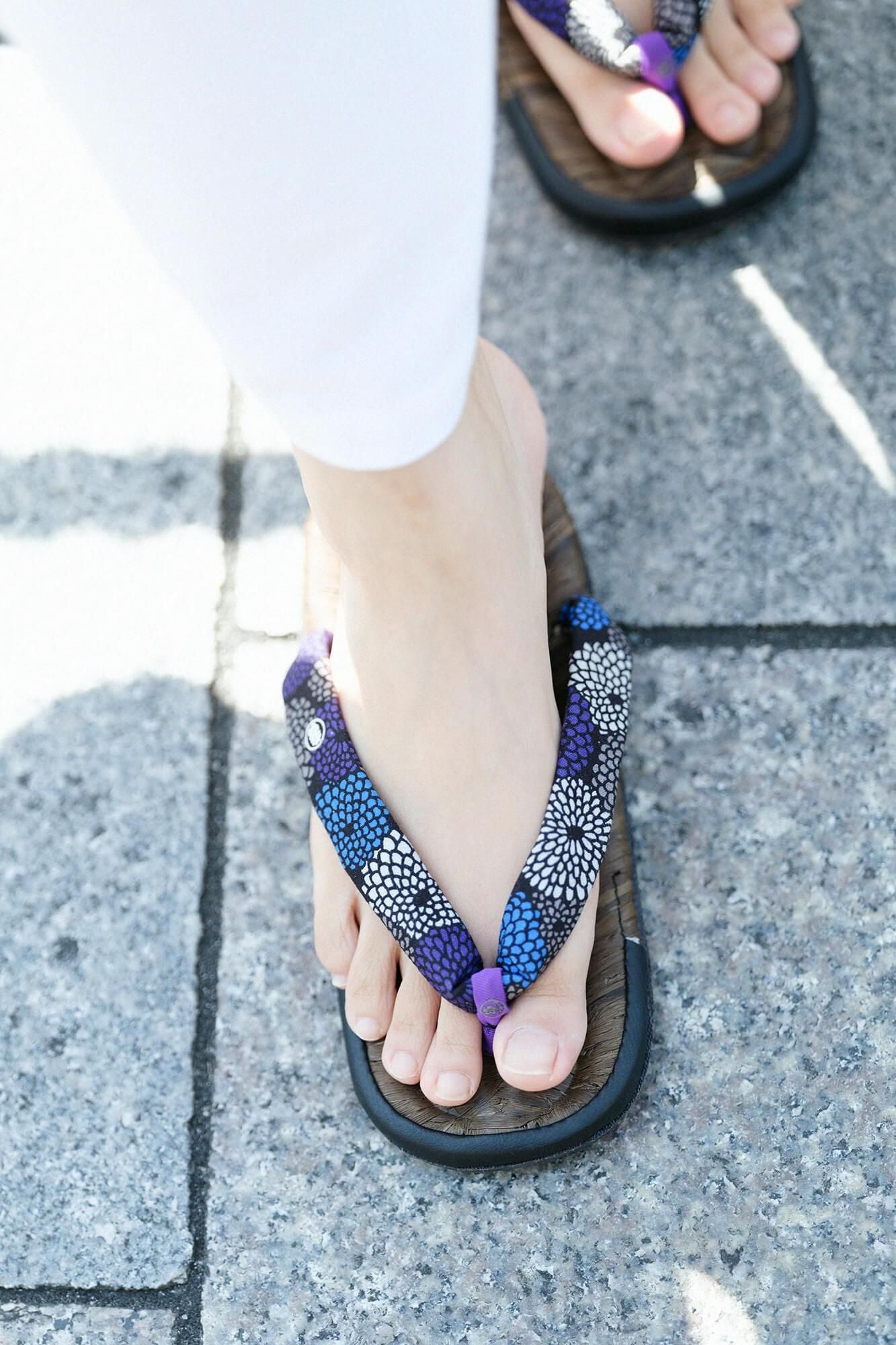 草履涼鞋 染竹／全菊 夜來