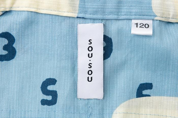 ●SOU・SOU× Kyoto Marubeni 소녀의 어린이 유카타/소수 토 쿠모 아조 오라