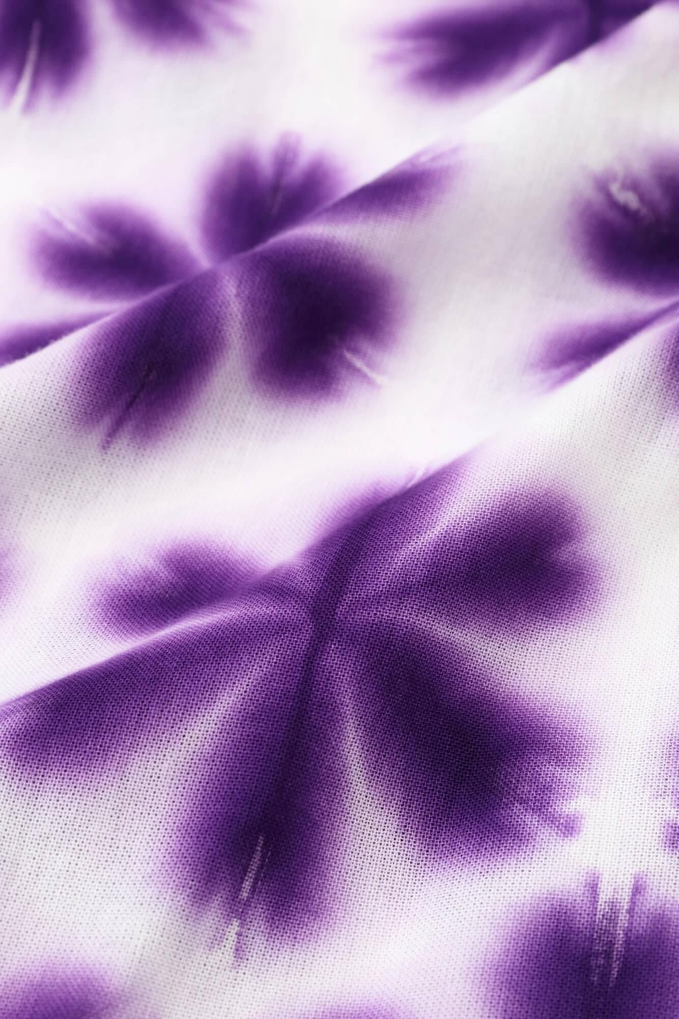 Konsei Tie-dye Chita Cotton Bun Rectangular Dress Split Joint, Gradient Snowflakes Dark Purple
