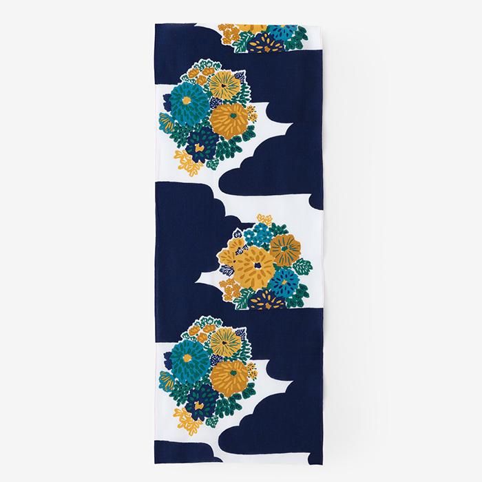 伊勢木綿 textile手ぬぐい／染付梅花氷裂文（そめつけばいか