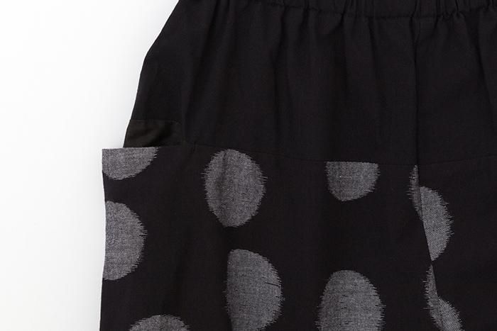 久留米織紋 和服帶長褲 /圓點 黑色