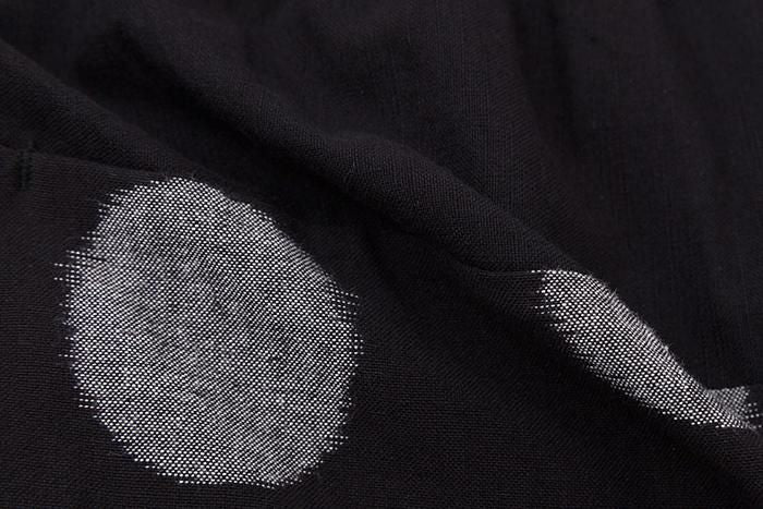 久留米織紋 和服帶長褲 /圓點 黑色