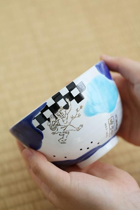 Bol à matcha peint à la main en céramique de Kyoto fabriqué par le four Yamaoka Zensho