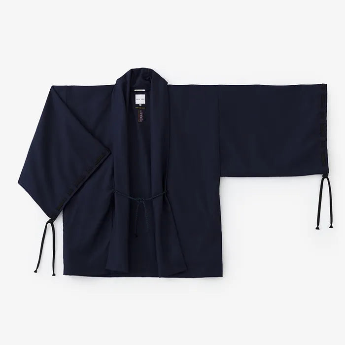 【net limited】Combed Yarn Rectangular Sleeve Short Coat Single Layer/Dark Blue