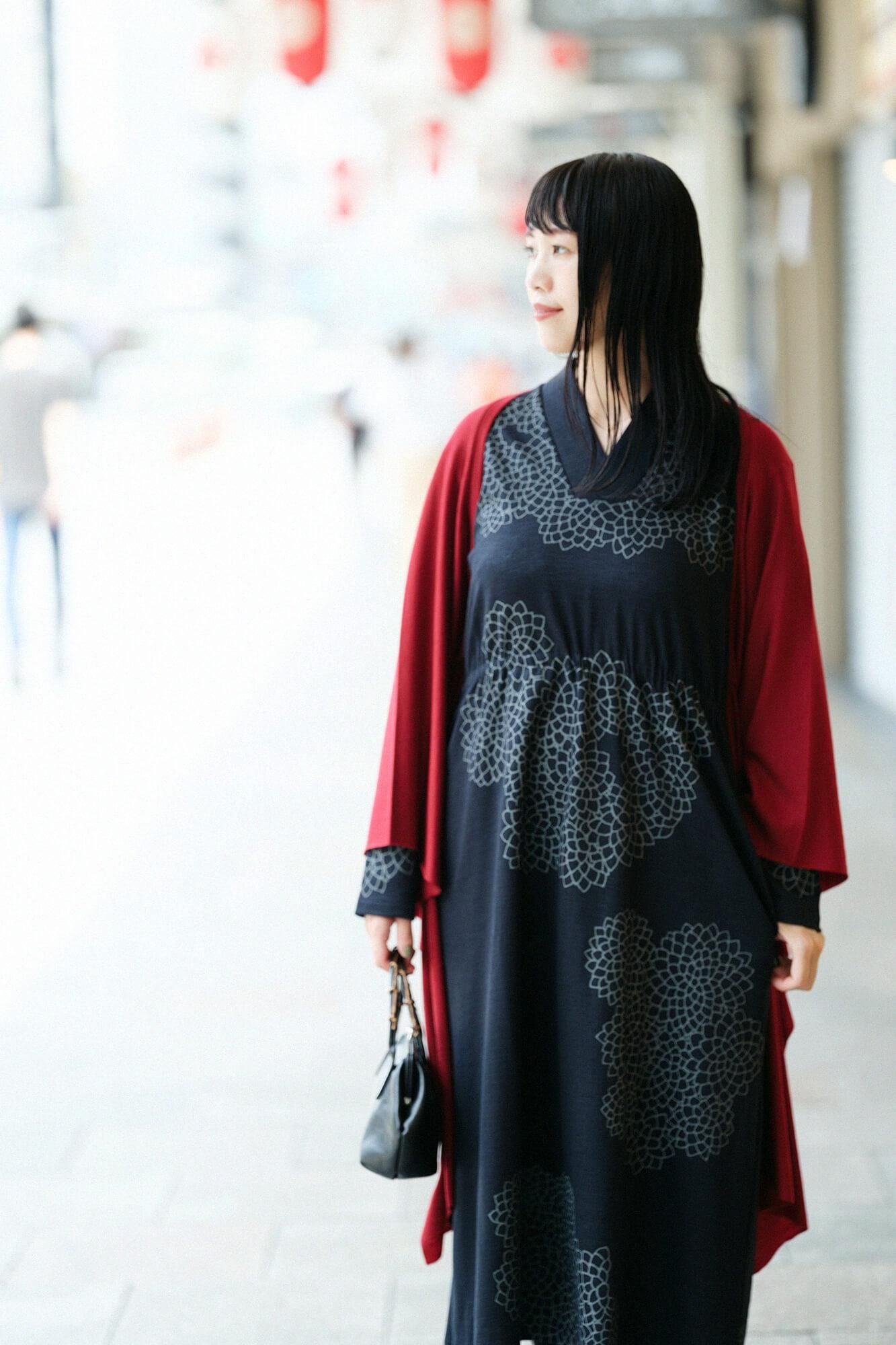 ウォッシャブルウール天竺 むささび／深緋（こきひ）