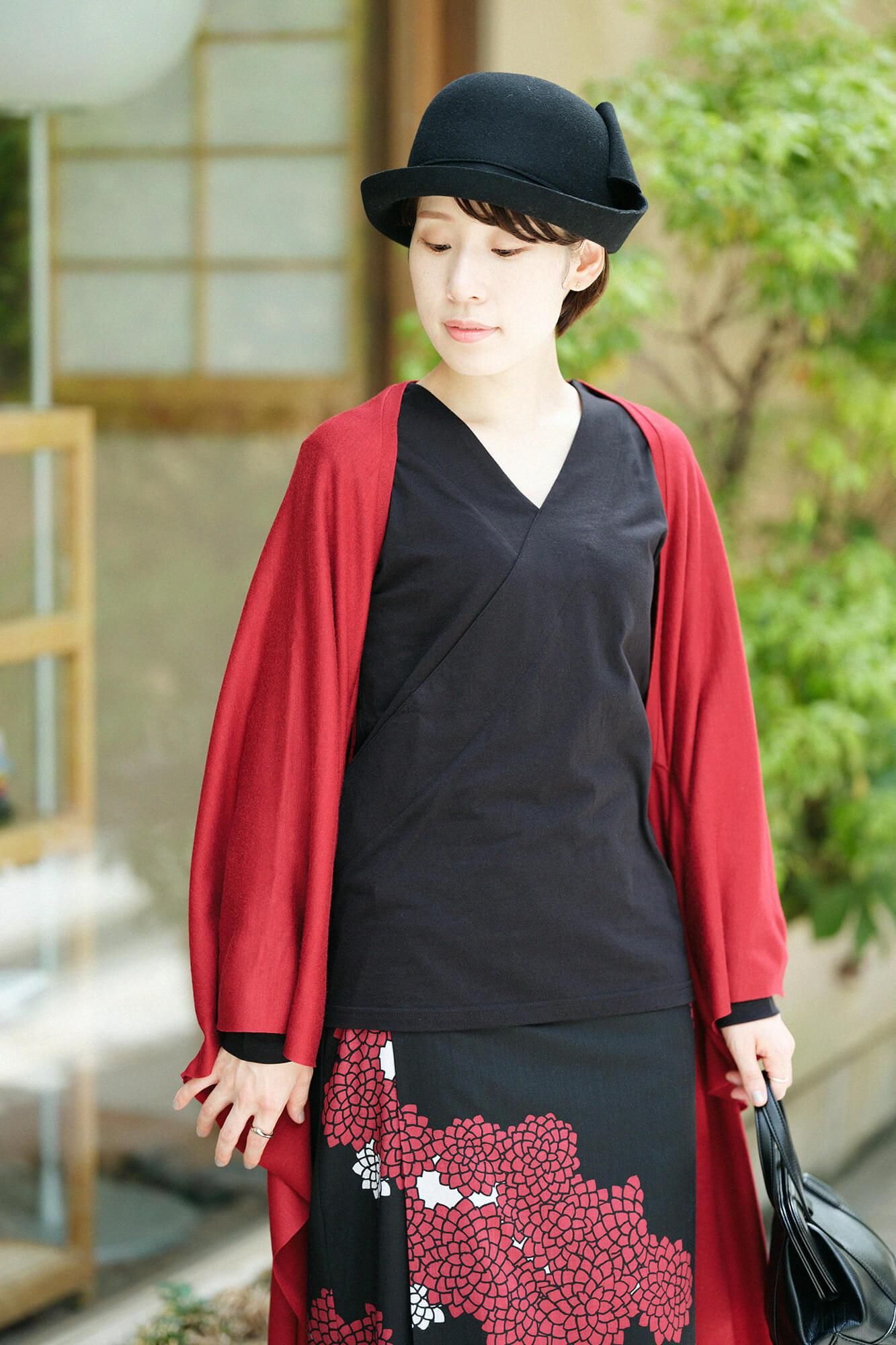 ウォッシャブルウール天竺 むささび／深緋（こきひ）