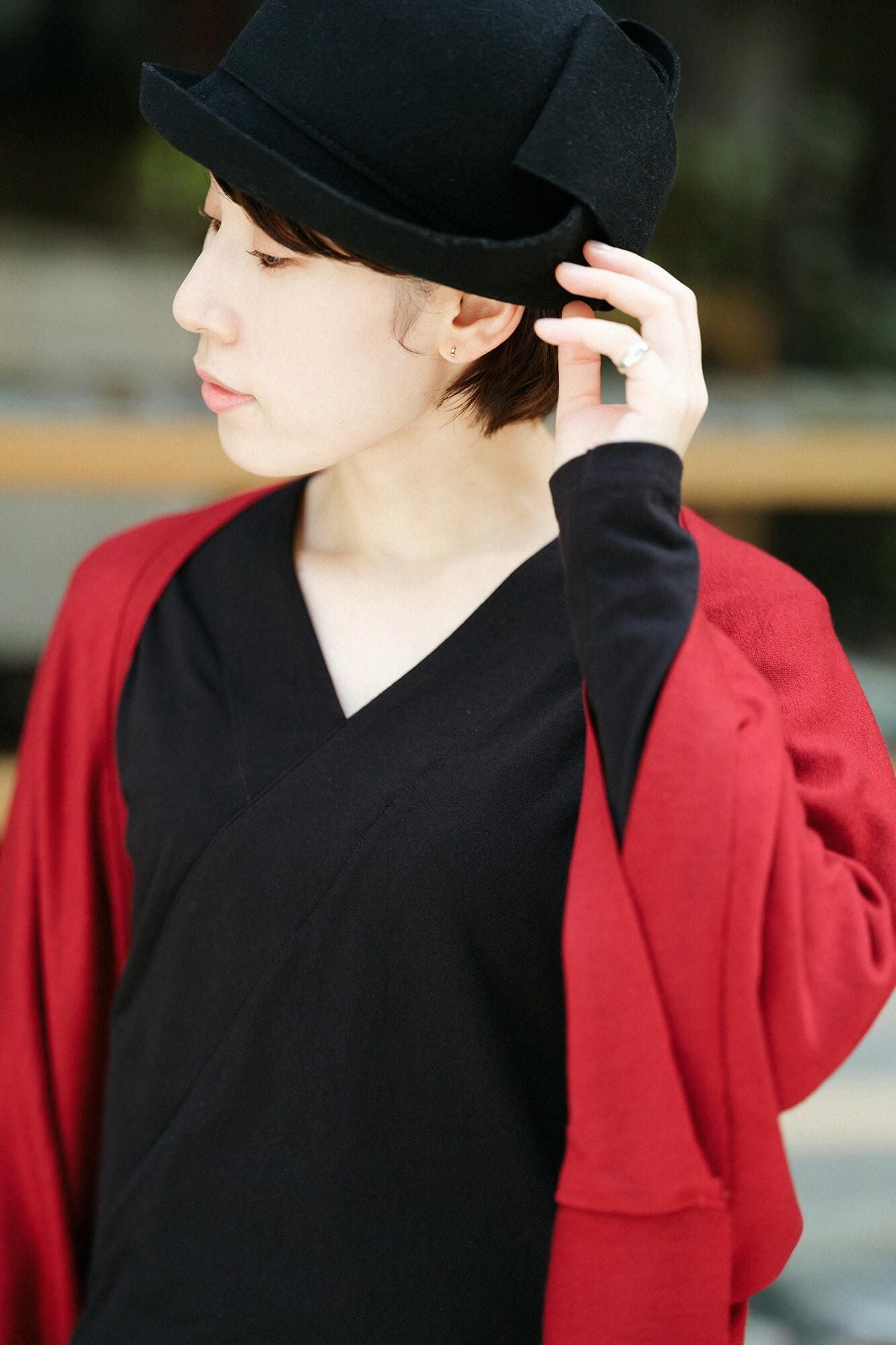 ウォッシャブルウール天竺 むささび／深緋（こきひ）