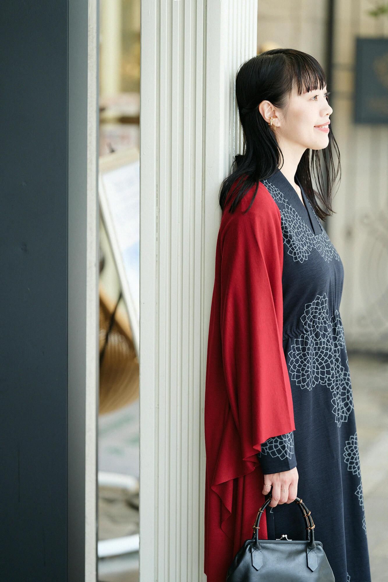 ウォッシャブルウール天竺 むささび／深緋（こきひ）