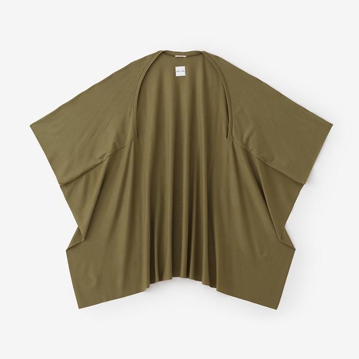 平針織 可洗羊毛飛鼠袖外披／茶褐色