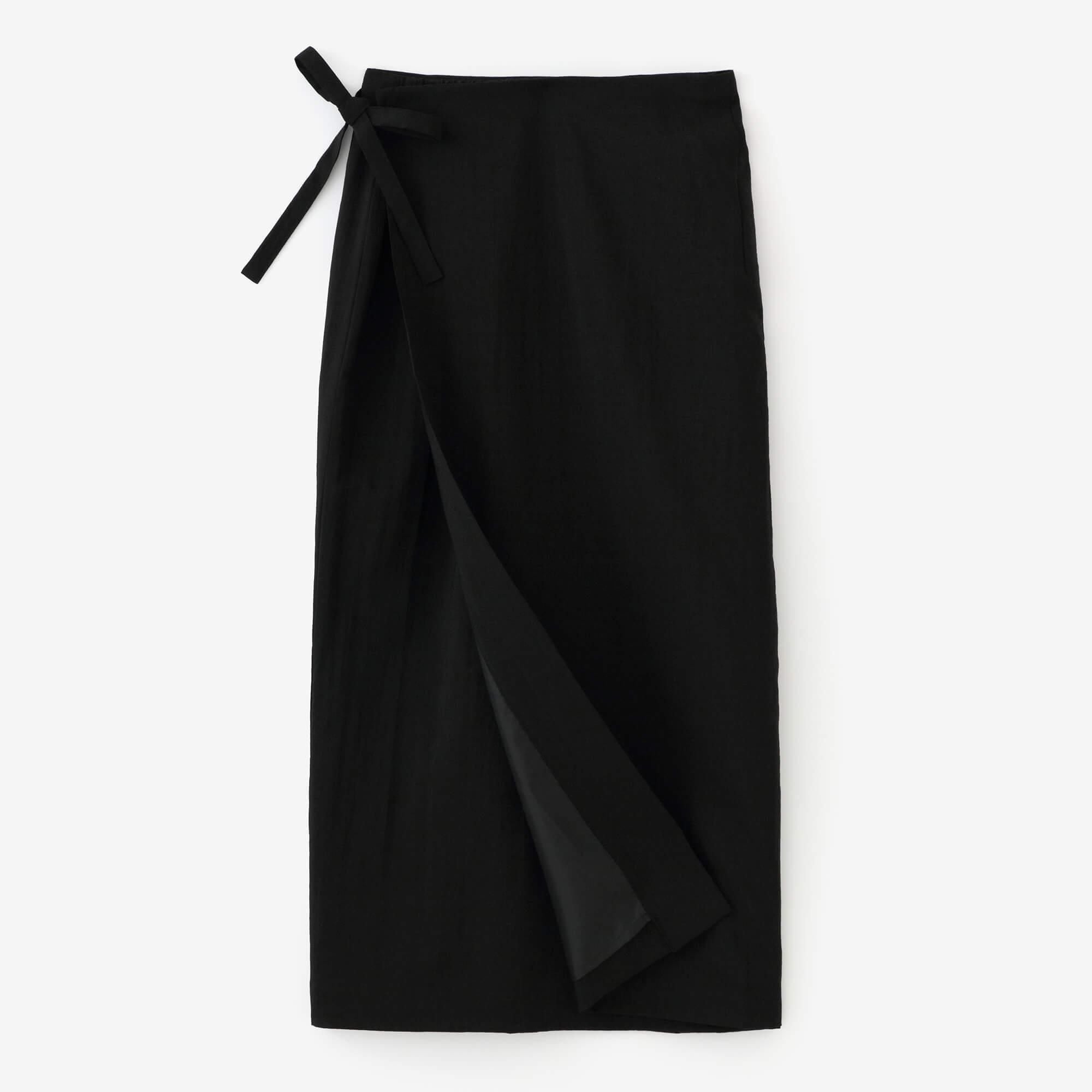 Muslin Wool Wrap Skirt / Black
