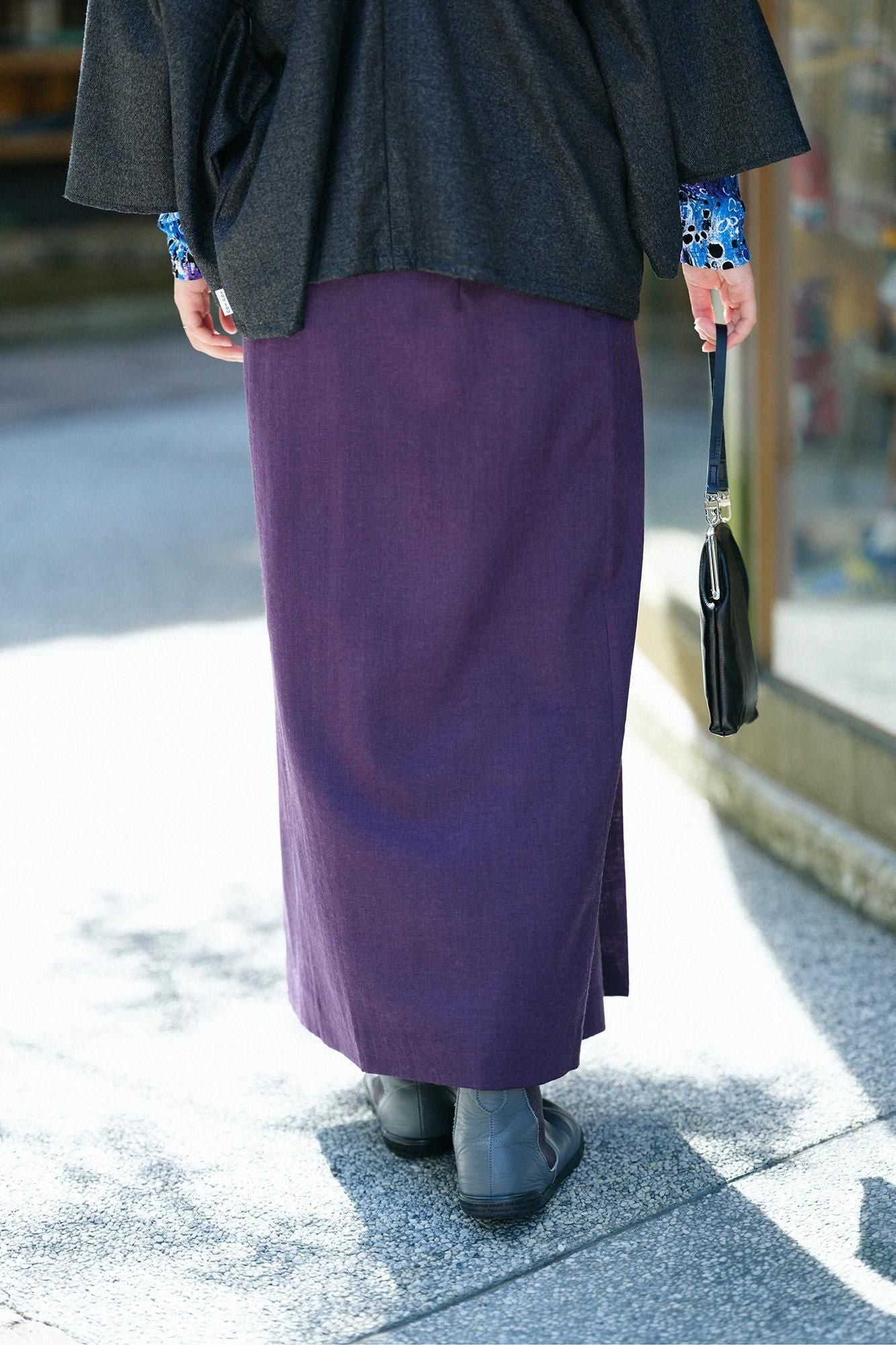 毛斯綸 裹裙／深紫色