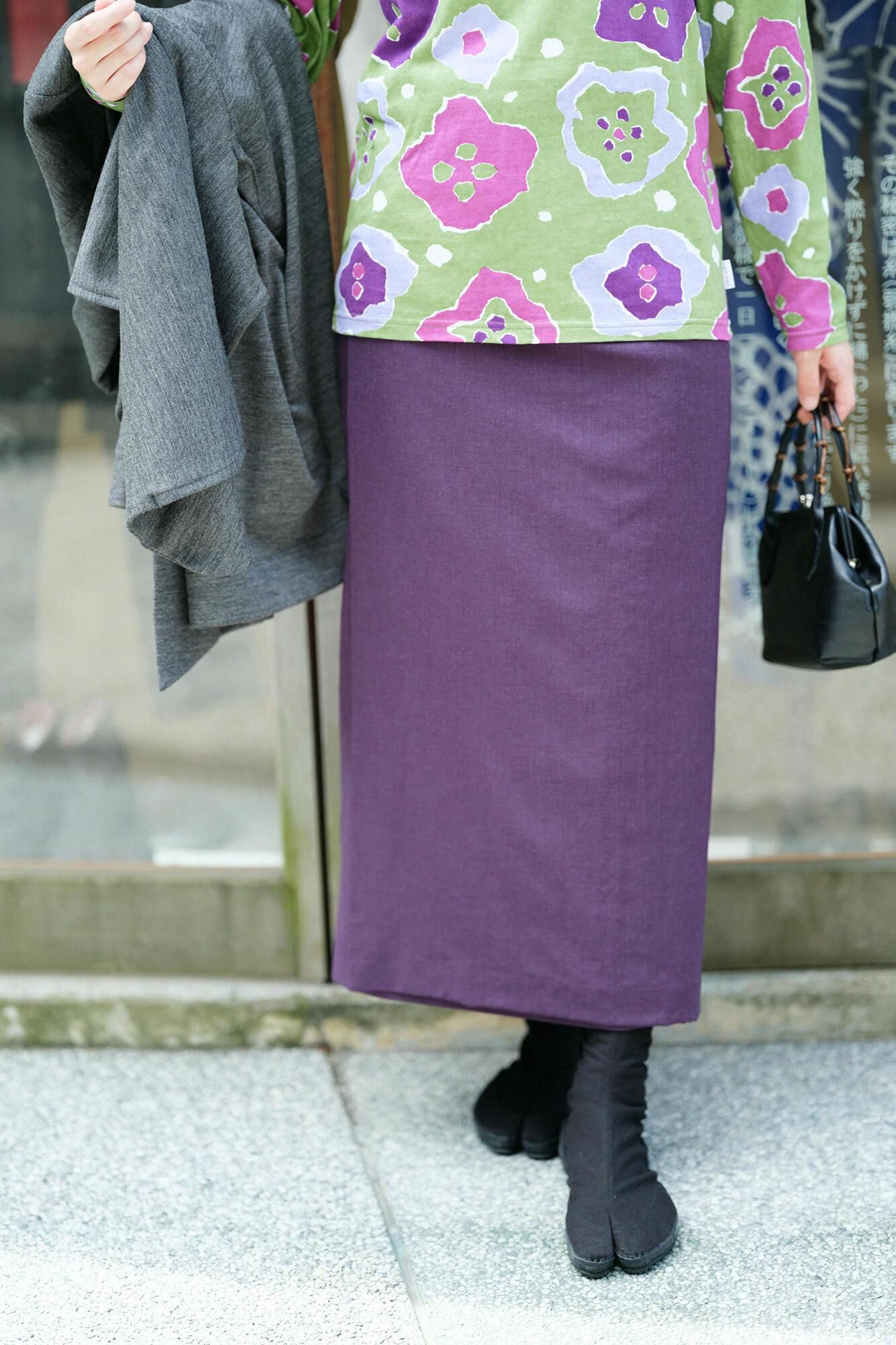 毛斯綸 裹裙／深紫色