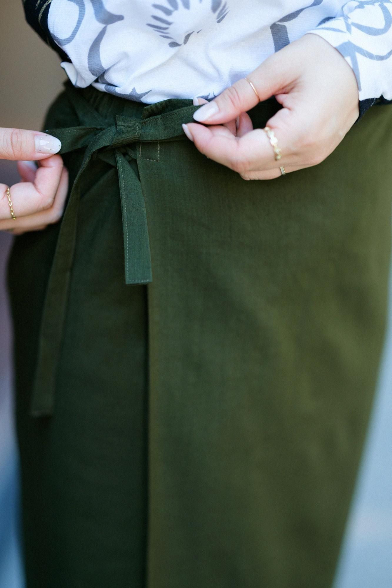 모슬린 코시키 스커트／짙은 초록색