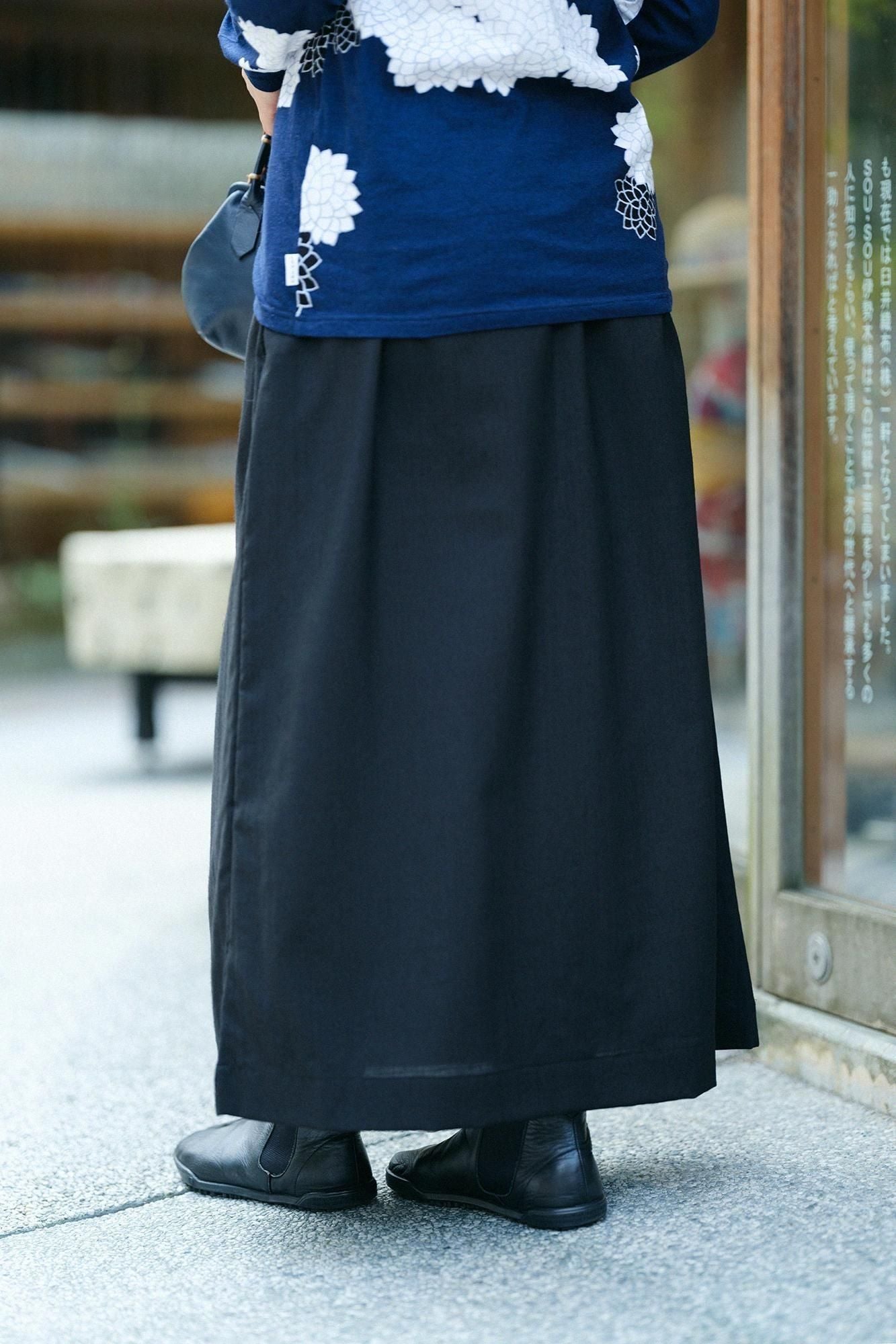 Muslin Wool Long Skirt / Black