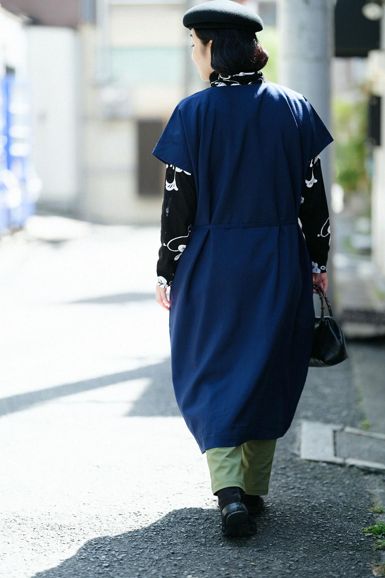 毛斯綸 長方形洋裝／深藍色 2