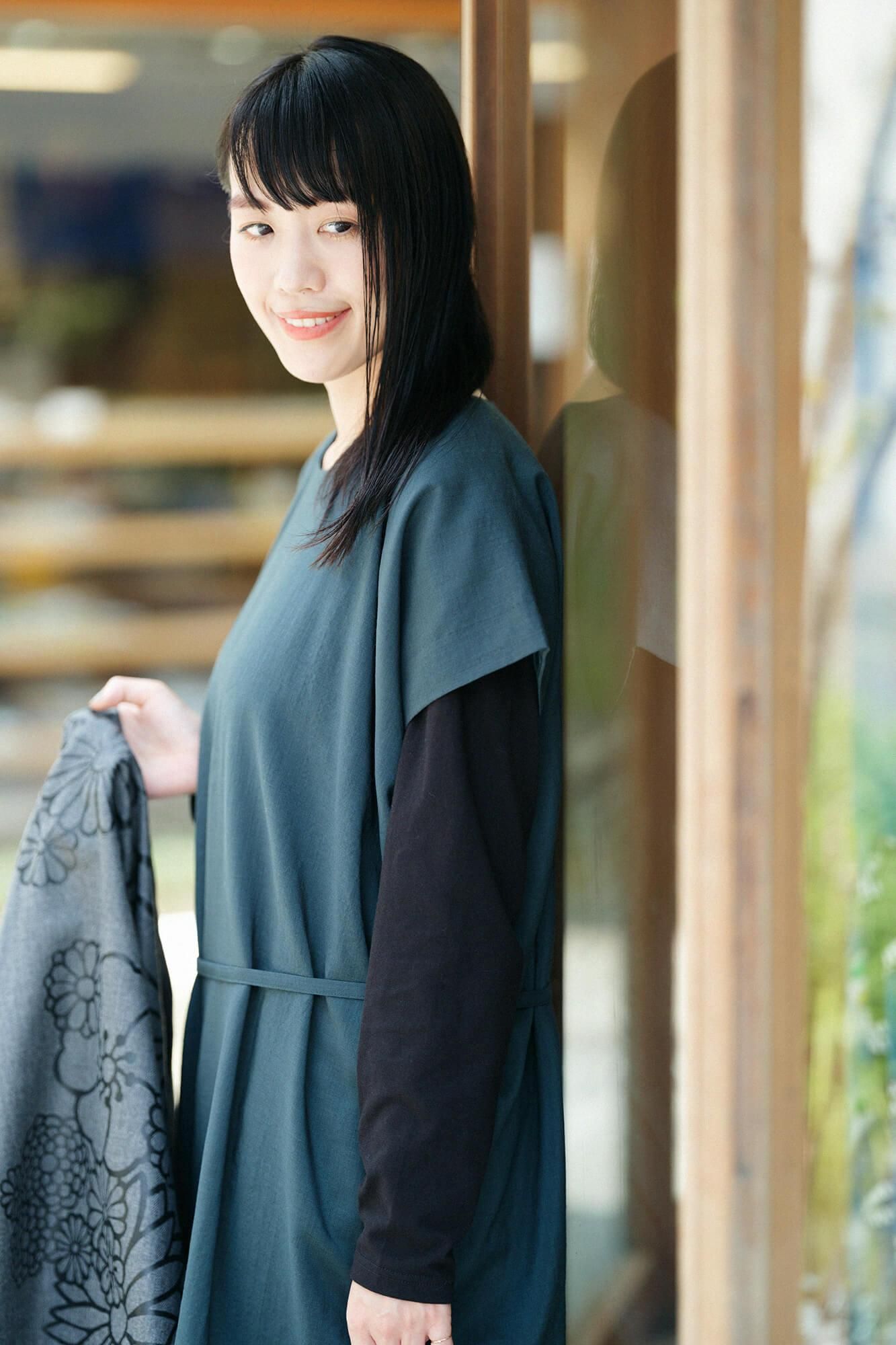 net限定】モスリン 長方形衣（ちょうほうけい）／小鴨色2（こが