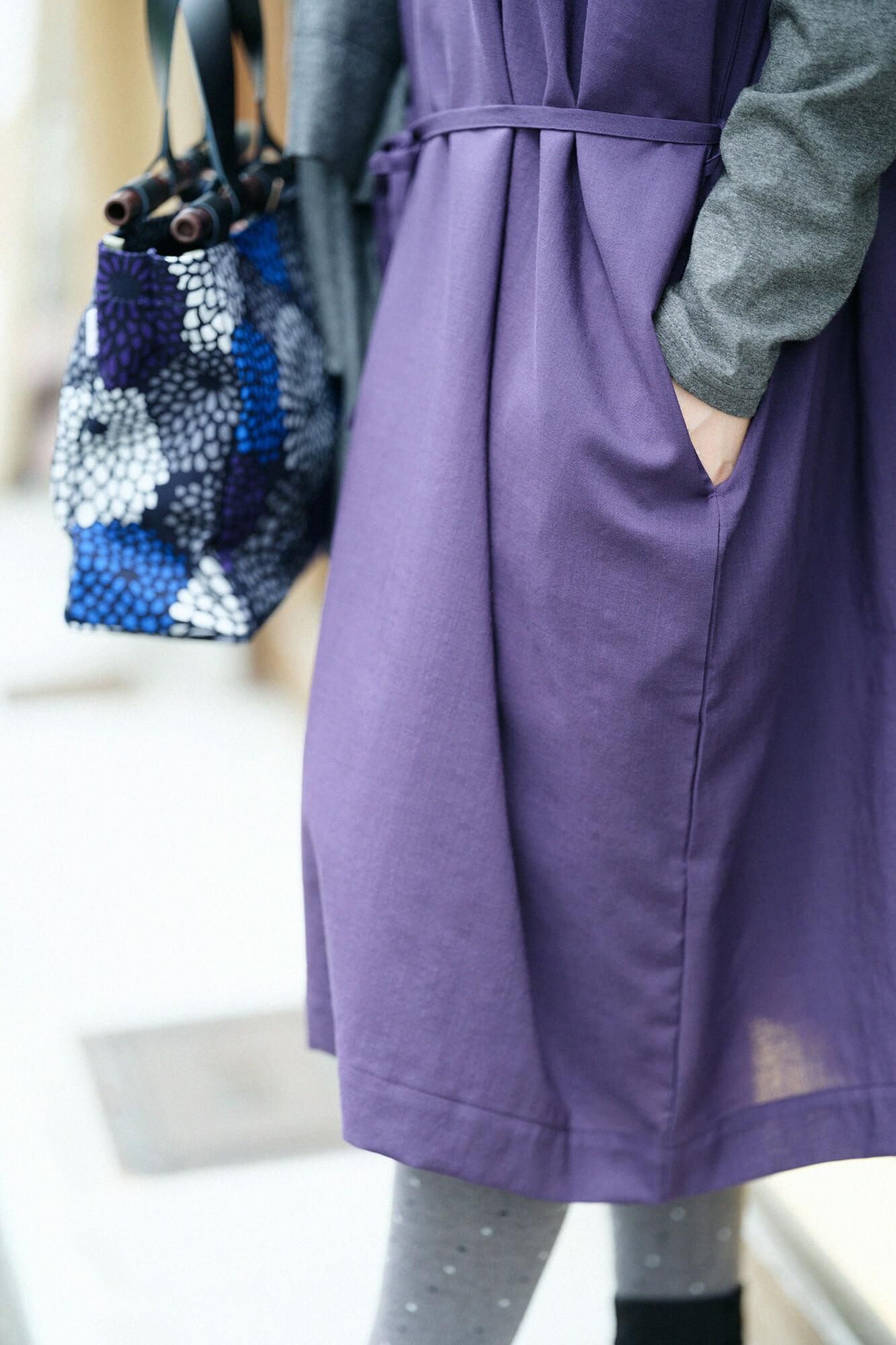 毛斯綸 長方形洋裝（chohokei）/深紫色2