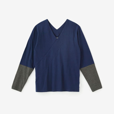 누키에리 지반 색이 다른소매 30층/다크블루×짙은 회색