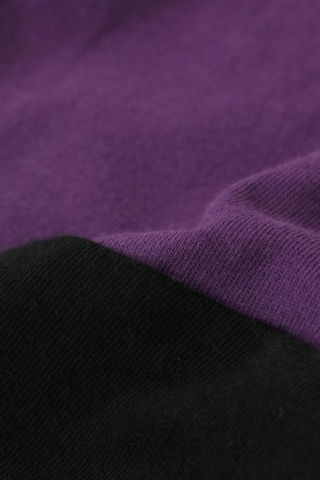 V領上衣 雙色袖 30號單線／紫色×黑色