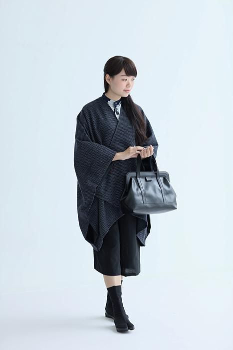 SOU・SOU × Y'SACCS Artificial Leather Tote Bag Medium/ Black×SO-SU-U Kon
