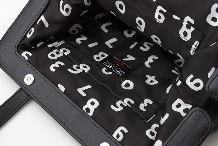 SOU・SOU × Y'SACCS Artificial Leather Tote Bag Medium/ Black×SO-SU-U Kon