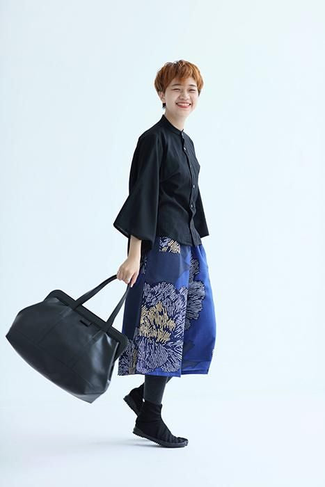 SOU・SOU×Y'SACCS フェイクレザー トートガマ 大／濡羽色（ぬればいろ）×