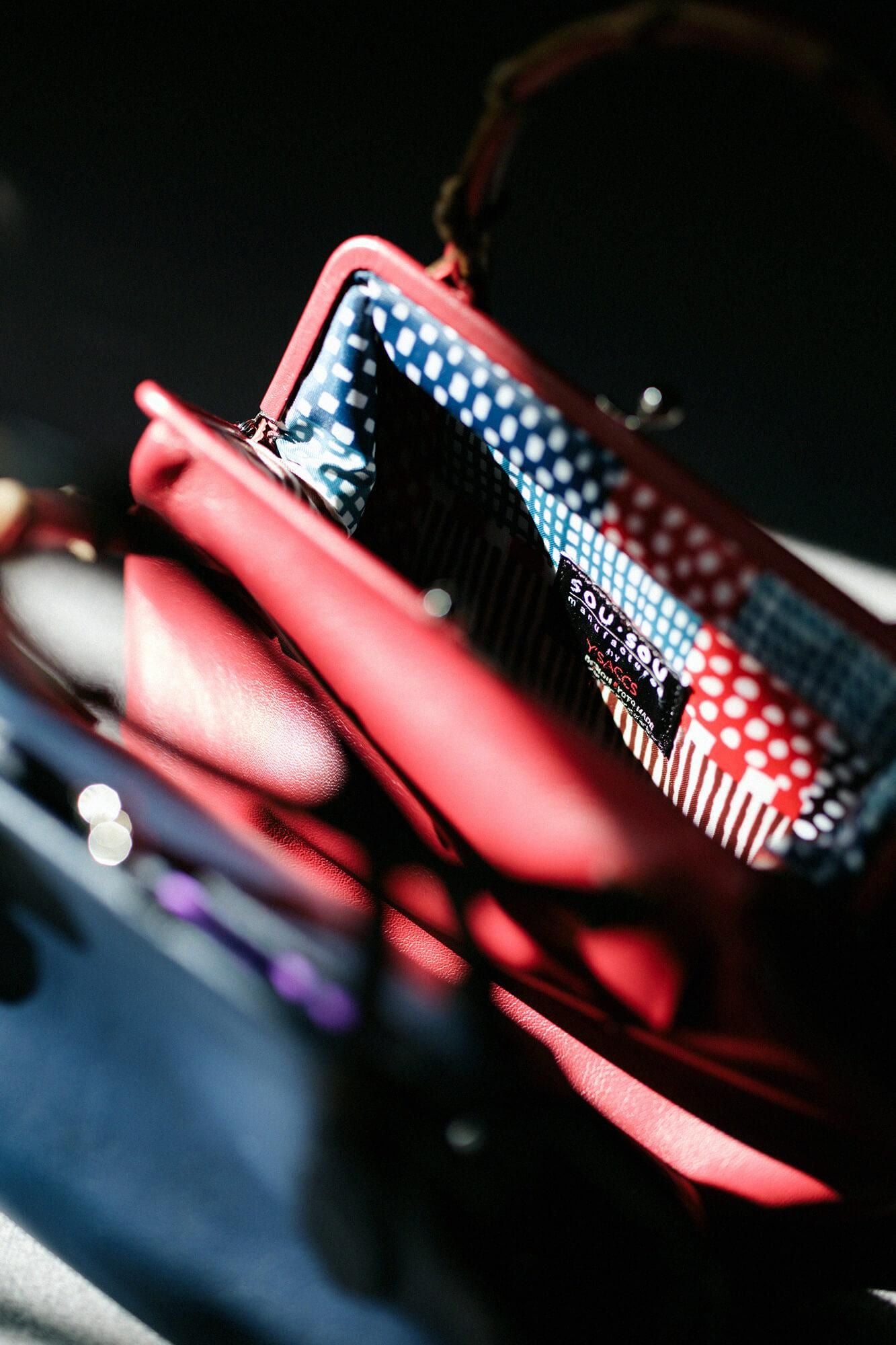 SOU・SOU×Y’SACCS
 藤蔓 手提口金包／紅色×點線