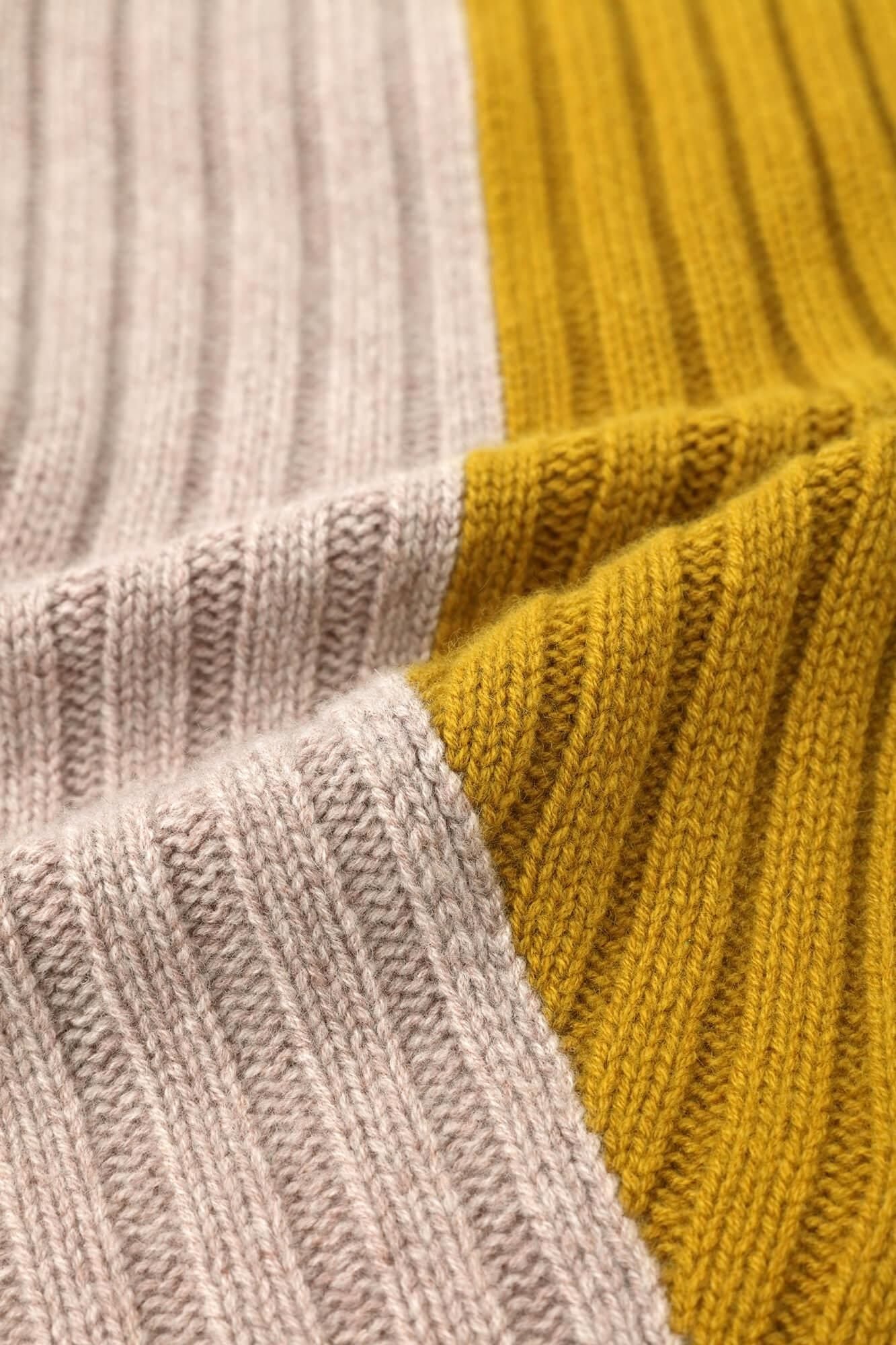 SOU・SOU×ALPHA 羊絨 枯山水圍巾／淺灰褐色×金黃色