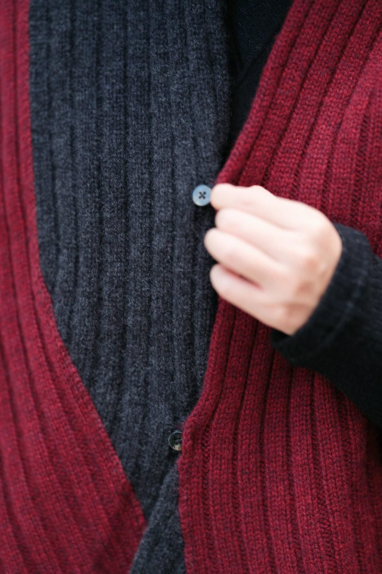 SOU・SOU×ALPHA 羊絨 枯山水圍巾／ 酒紅色×灰炭色