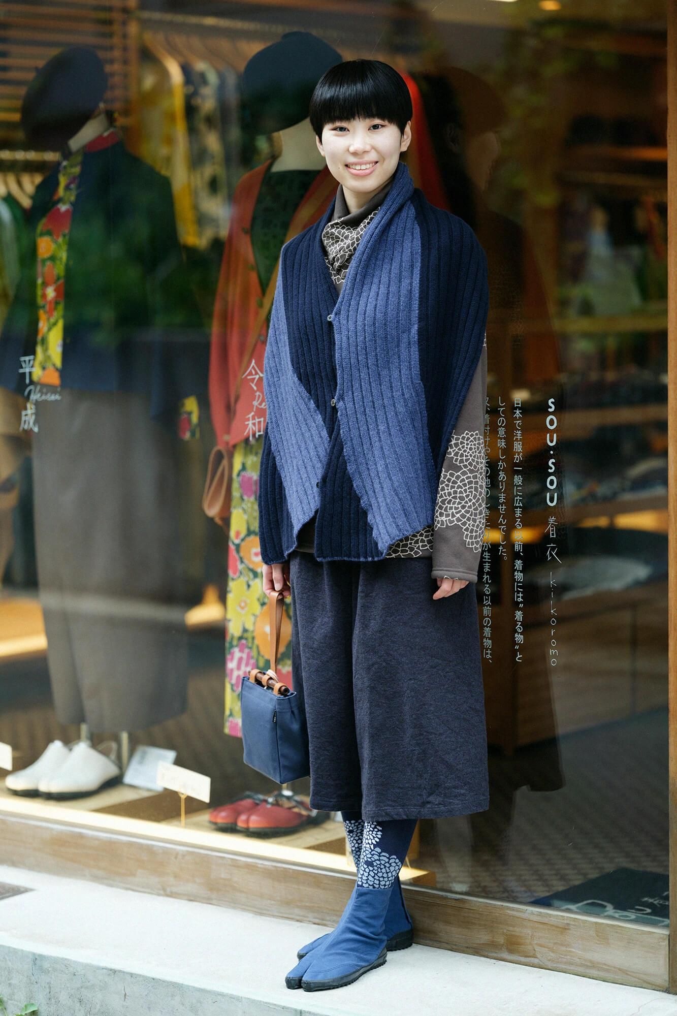 Tabi Tights／Chrysanthemum Navy Blue