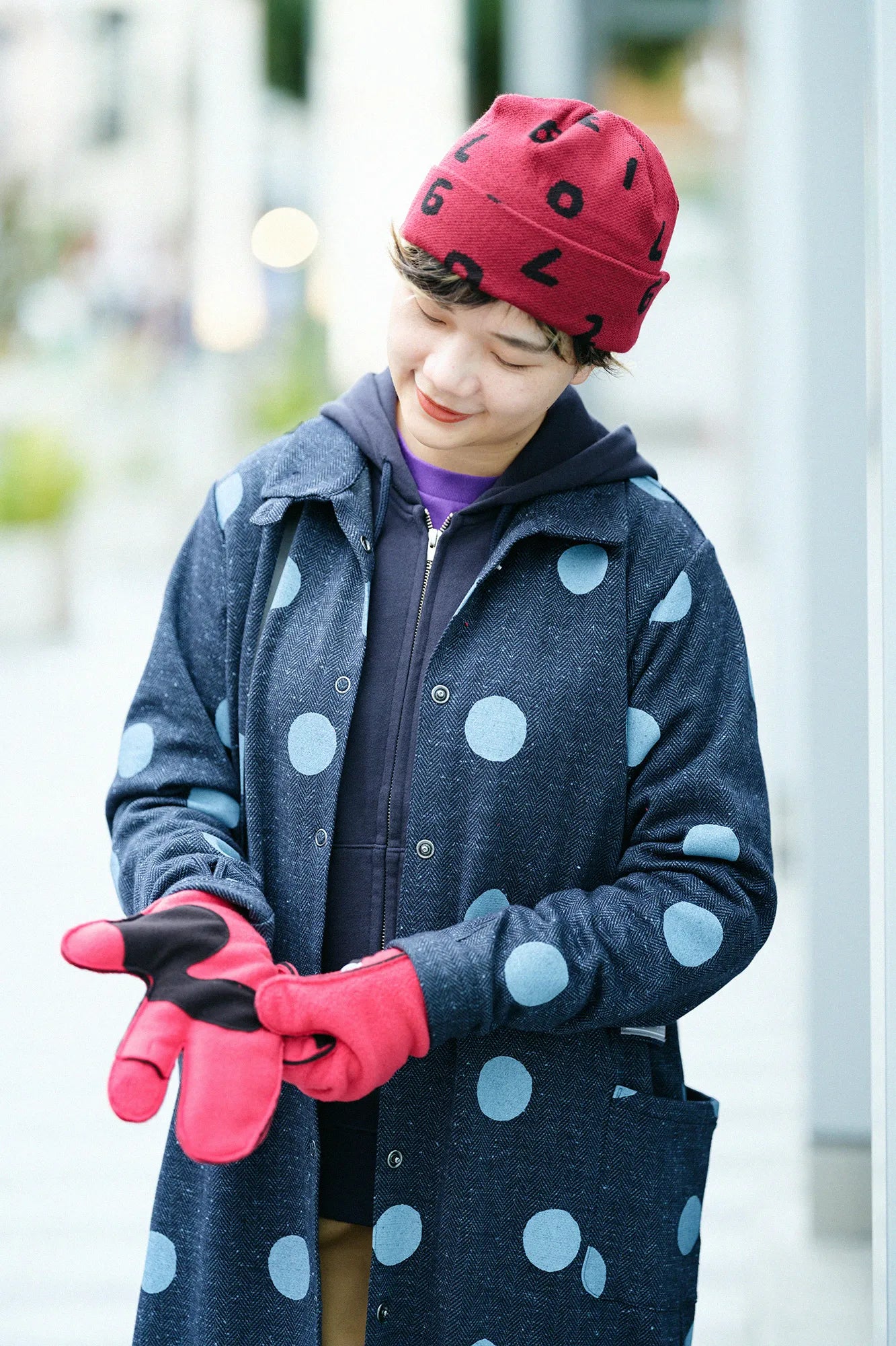 BIKE Strickmütze/SO-SU-U Ober- und Unterteil (Shoka) dunkelrot (rote Farbe)