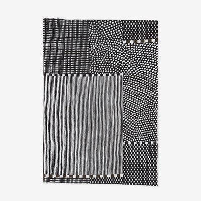 伊勢木棉圖案紋樣手巾（短版）/點線墨黑色