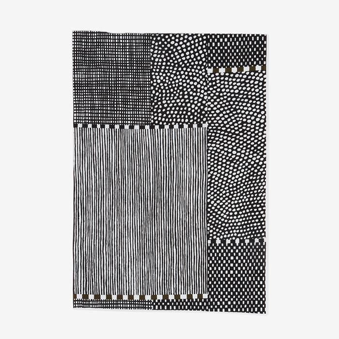 伊勢木棉圖案紋樣手巾（短版）/點線墨黑色