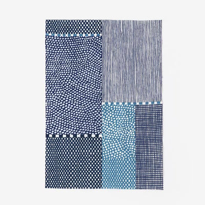 伊勢木棉圖案紋樣手巾（短版）/點線 青和