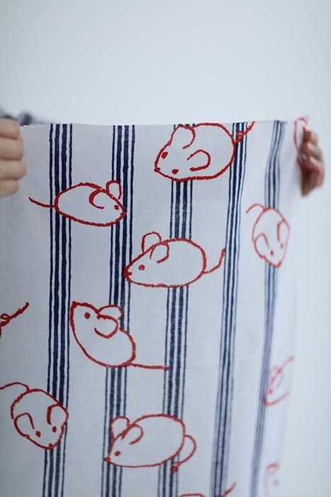 Isemomen Cotton Textile Handkerchief / Zodiac Handkerchief Year of the Rat and Fine Stripes 2020