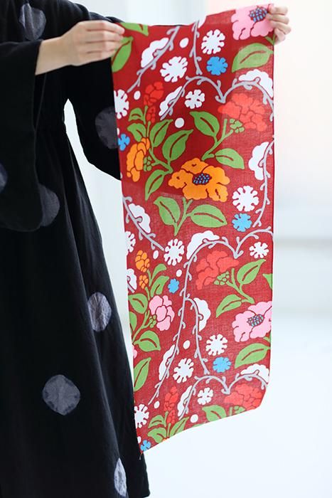 Ise Momen Textil-Tenugui/Yukimochiyanagi und Kamelie (Yukimochiyanagi und Kamelie)