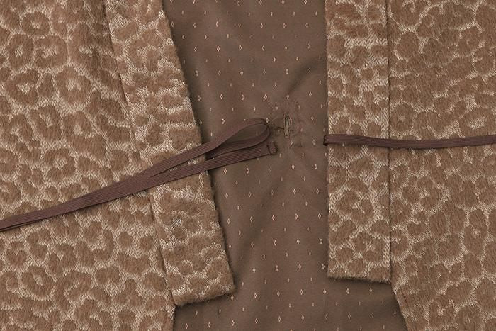 豹紋緹花 帷子簡易和服 附裡襯／棕茶色