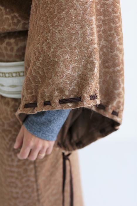 豹紋緹花 帷子簡易和服 附裡襯／棕茶色