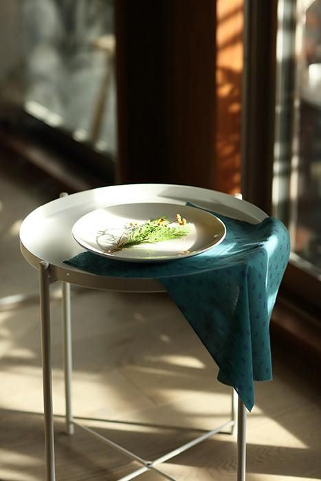 伊勢木棉圖案紋樣手巾（短版）/迷你SO-SU-U十數藍綠色