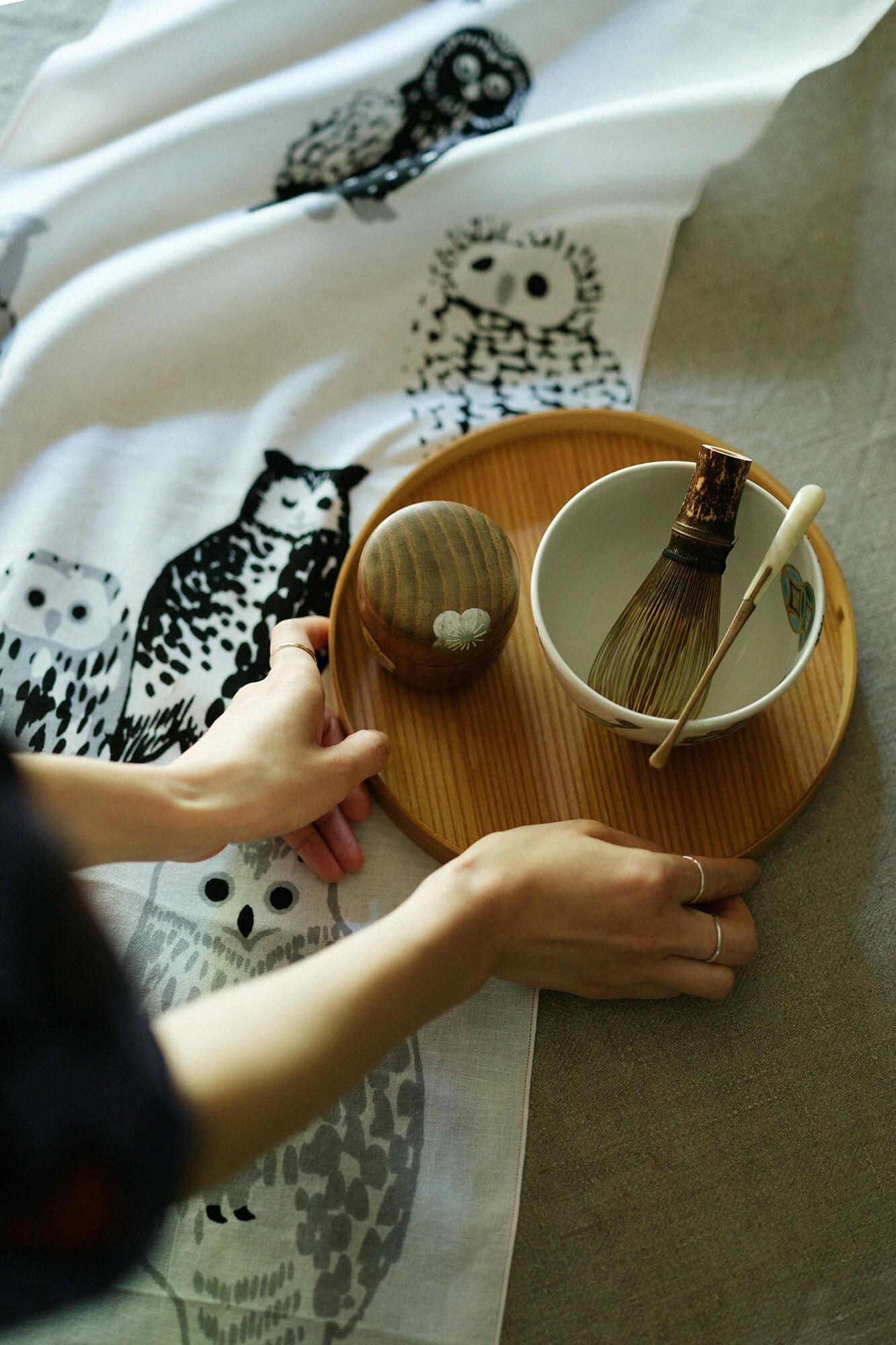 伊勢木綿 textile手ぬぐい／ふくろう