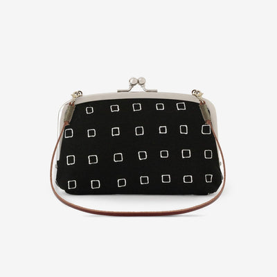 No.12 Soft Canvas Soft (Gamaguchi Clasp Purse（Double Layer）/ Black Masu × White