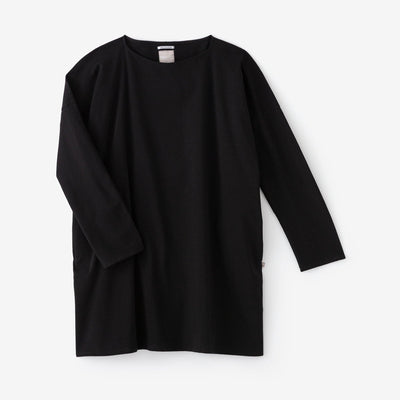 펀치 로마 보트 목이 긴 소매튜닉／검은색