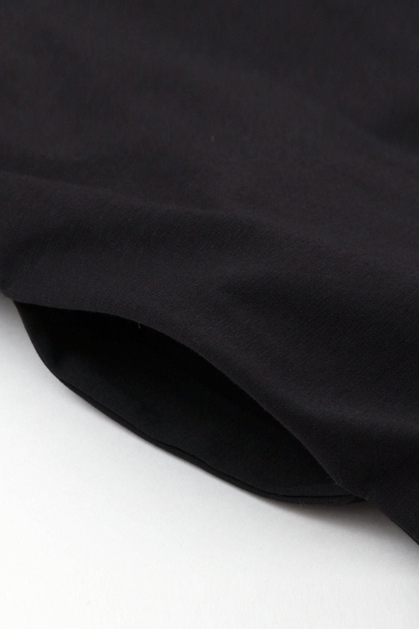 羅紋針織布 船領 長袖長版上衣／黑色