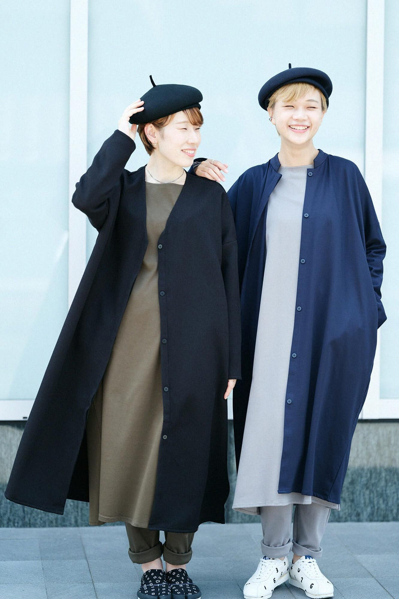 펀치 로마 보트넥 긴소매 원피스（가을 겨울）