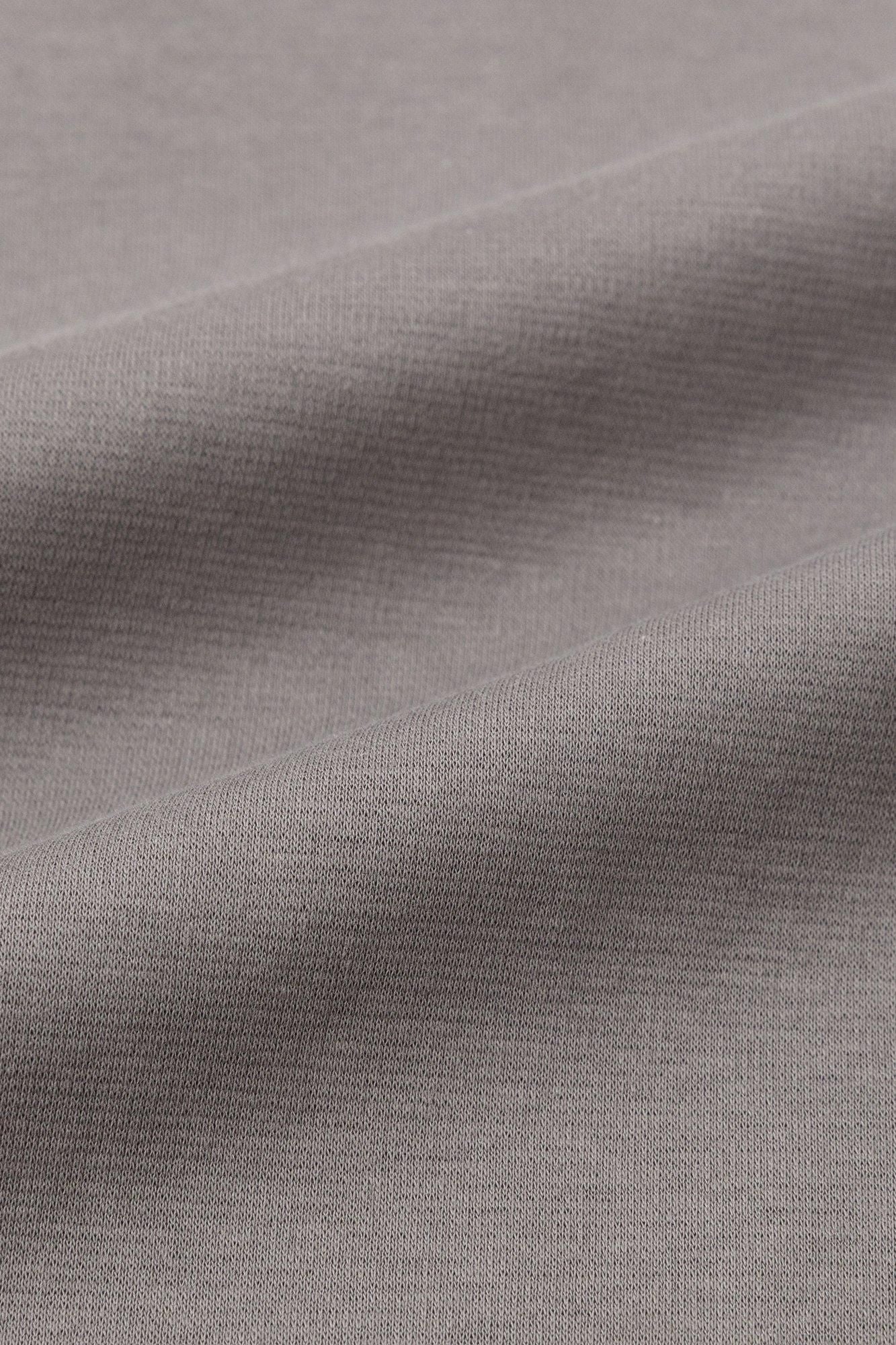 羅紋針織布 船領 長袖連身裙／淺灰色