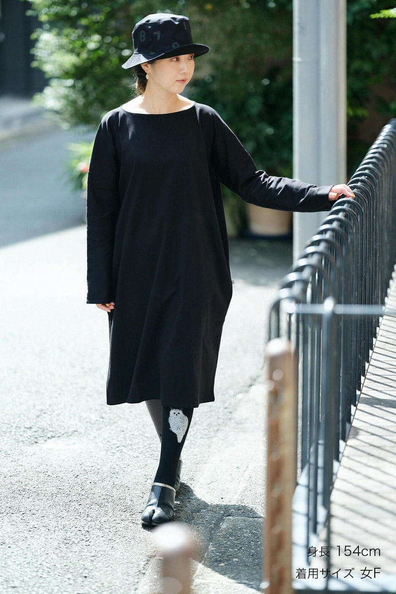 ポンチローマ ボートネック ロングスリーブ ワンピース