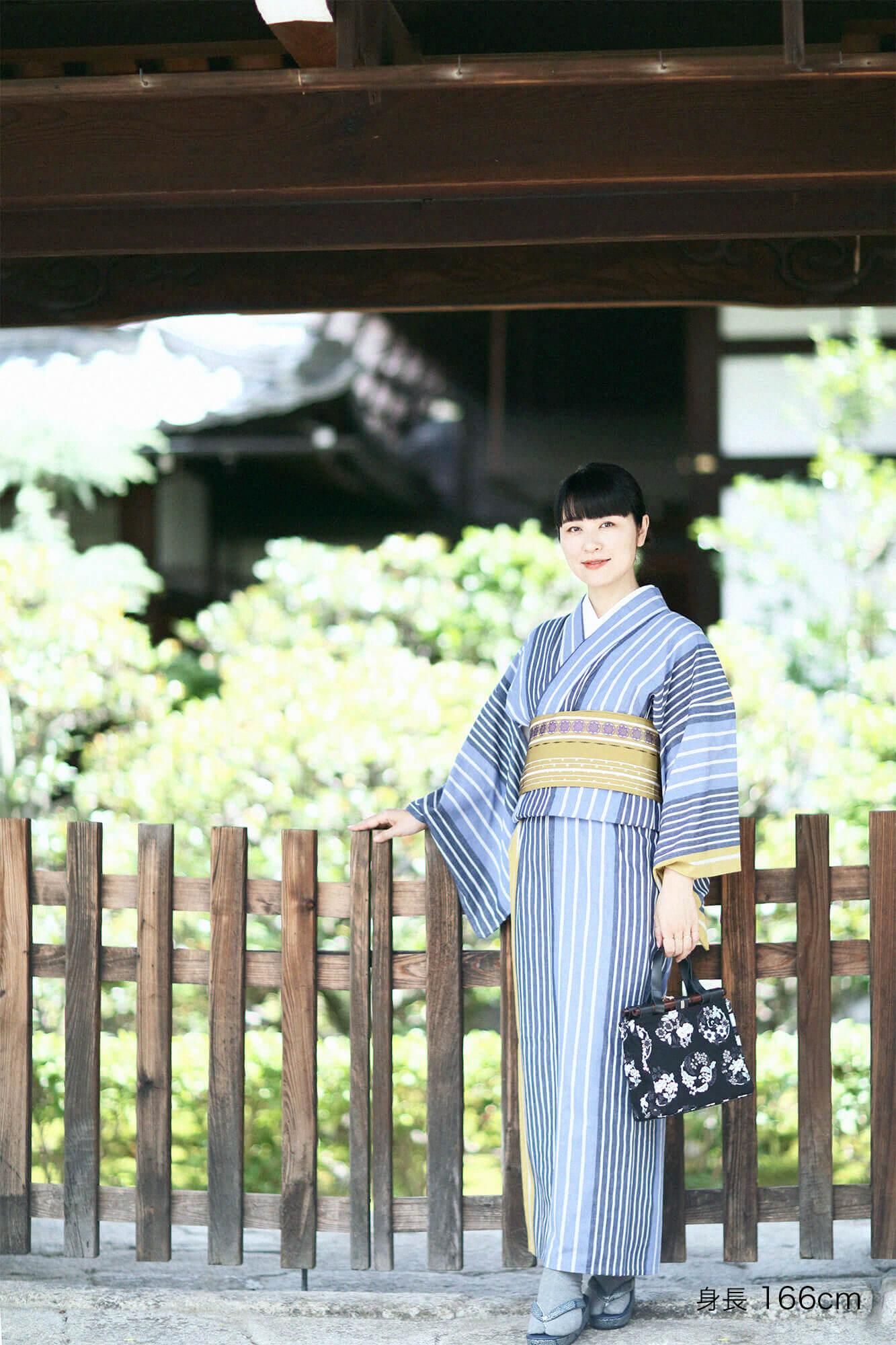 [※详细裁缝] Ise棉（20/20）和服布/染色条纹，芥末颜色（Karashiro）