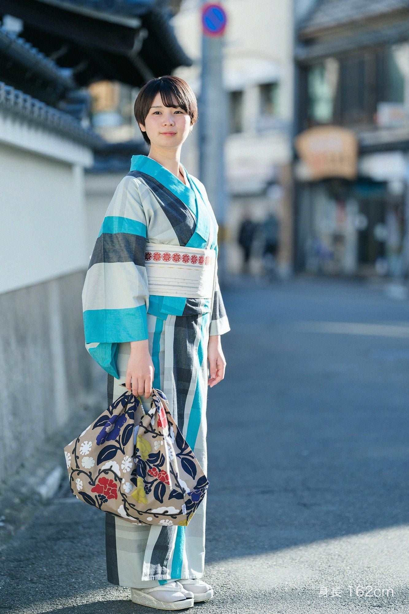 お仕立て別】伊勢木綿（20/20） 着物反物／宇治橋格子 花緑青（はな